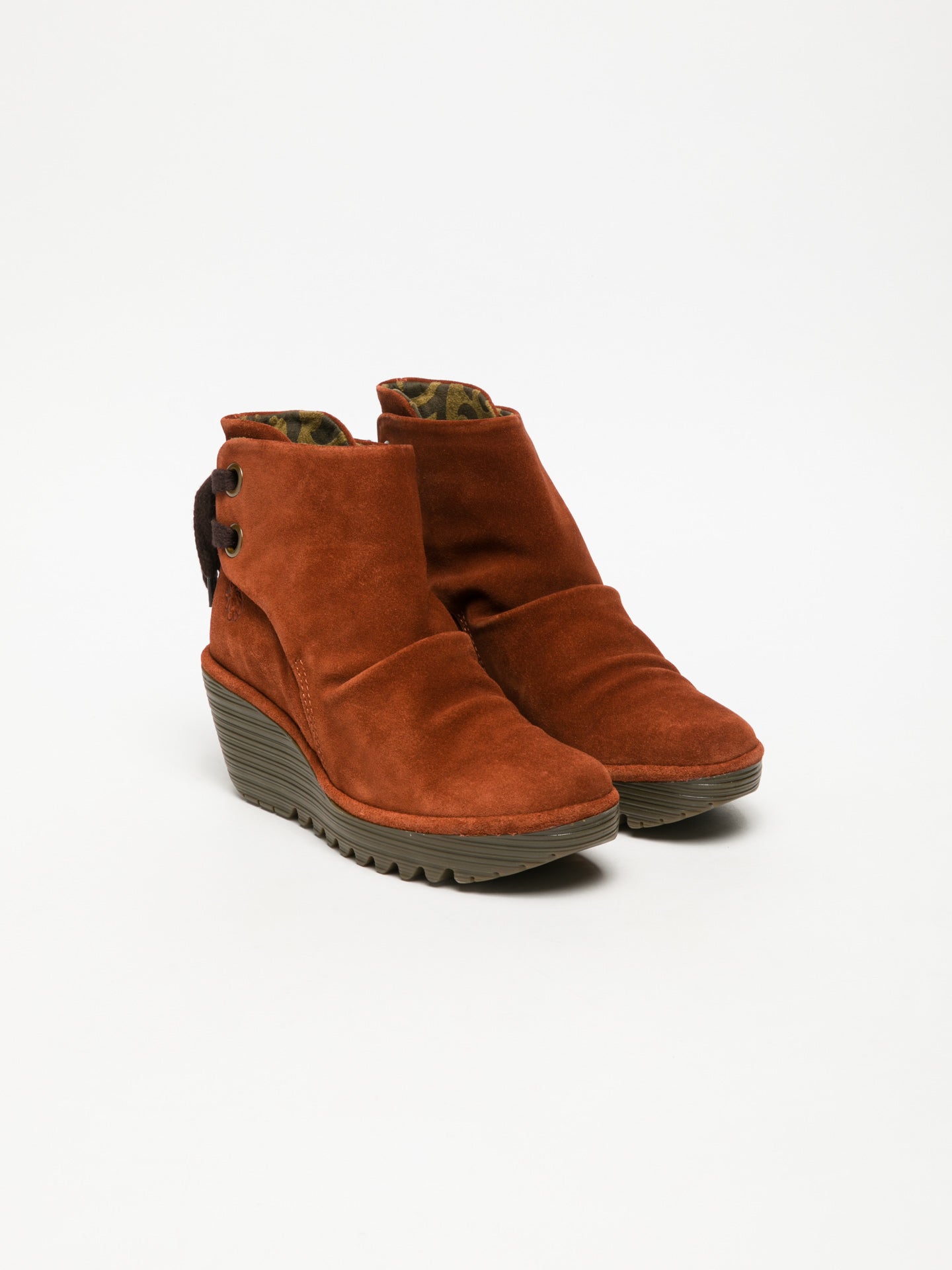 Fly London Botins de Cunha em Cor-de-Tijolo